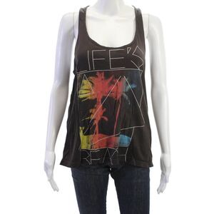 Rebel Yell Women Black Graphic Cotton Sleeveless Tank Beach Size S
